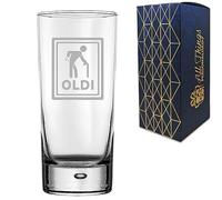 Engraved Novelty Hiball Glass Tumbler with Oldi Design, Gift Box Included, Laser Engraved, Gift for Dad Grandad Colleague Retirement, Funny Gift, Add an Optional Message