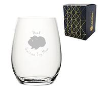 Engraved Novelty Stemless Wine Glass with Best Guinea Pig Mum Design, Laser Engraved, Gift Box Included, Gift for Mum, Birthday Gift, Guinea Pig Lover Gift, Add an Optional Personalised Message