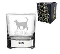 Engraved Novelty Whisky Tumbler with Best Cat Dad Design, Laser Engraved, Gift Box Included, Gift for Dad, Birthday Gift, Cat Lover Gift, Funny Cat Gift, Add an Optional Personalised Message