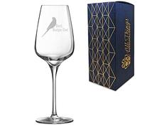 Engraved Novelty Wine Glass with Best Budgie Dad Design, Laser Engraved, Gift Box Included, Gift for Dad, Birthday Gift, Budgie Lover Gift, Funny Budgie Gift, Add an Optional Personalised Message