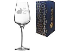 Engraved Novelty Wine Glass with Best Rabbit Dad Design, Laser Engraved, Gift Box Included, Gift for Dad, Birthday Gift, Rabbit Lover Gift, Funny Rabbit Gift, Add an Optional Personalised Message