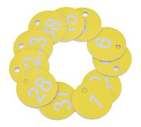Engraved Number Discs, Durable Yellow ABS Plastic Number Tags with 4mm Hole, 50Pcs Round ID Discs for Beekeeping, Animal Husbandry and Office Organisation