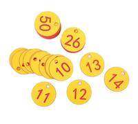 Engraved Numbered Tags, Plastic Number Tags Pack of 100 Gold and Red 3.5 cm Diameter(Gold)