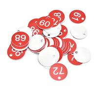 Engraved Numbered Tags, Plastic Number Tags Pack of 100 Gold and Red 3.5 cm Diameter(Red)