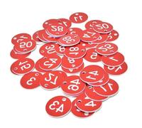 Engraved Numbered Tags， Plastic Number Tags Pack of 200 1-200 Multicolor for Key Ring Locker Label(Red)