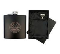 Engraved Over Par Hip Flask Gift Set | Includes Luxury Silk Lined Box & Filling Funnel | Matte Black Funny Golfing Slogan Flask | Father's Day Present for Dad