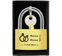 Engraved Padlock Personalised Love Lock Padlock with Key Personalised Gifts for Couples Lover Anniversary Wedding Gifts Love Lock with Gift Box for Travel Trip Valentines(Diamond Rings)