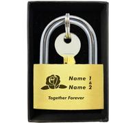 Engraved Padlock Personalised Love Lock Padlock with Key Personalised Gifts for Couples Lover Anniversary Wedding Gifts Love Lock with Gift Box for Travel Trip Valentines(Rose 1)