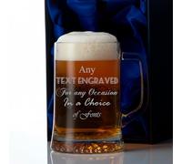 Engraved Personalised Large Beer Glass Tankard in A Silk Lined Gift Box