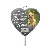 Engraved Personalised Memorial Garden Stone for Loved Ones, Custom Slate Heart or Circle Plaque for Grave, Indoor or Outdoor Tribute Marker