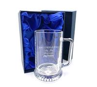 Engraved Personalised Pint Glass Tankard in A Silk Lined Gift Box