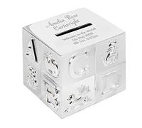 Engraved Personalised Silver Plated ABC Money Box Birthday Gift Christening Baptism Holy Communion