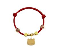 Engraved Pet ID Tags For Collars, Adjustable Anti-Loss Name Tags For Small Dogs Cats, Personalized For Teddy & Bichon Frise, Waterproof Pet Safety Pendant(Red string cat head,Size L)