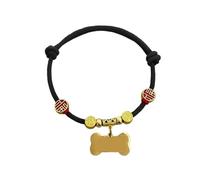 Engraved Pet ID Tags For Collars, Adjustable Anti-Loss Name Tags For Small Dogs Cats, Personalized For Teddy & Bichon Frise, Waterproof Pet Safety Pendant(Black rope bone,Size M)