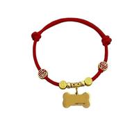 Engraved Pet ID Tags For Collars, Adjustable Anti-Loss Name Tags For Small Dogs Cats, Personalized For Teddy & Bichon Frise, Waterproof Pet Safety Pendant(Red string bone,Size M)