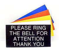 Engraved Plaque Please Ring The Bell For Attention Thank You Door Sign 100x50mm (White with Black Text)