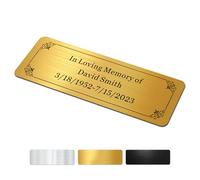 Engraved Plaques Personalised Memorial Plaques for Doors Urns Custom Name Plate Engraved Name Plate Names Label Plaque Names Tags with Adhesive Backing (Round Corner-Gold, 3x1 in)