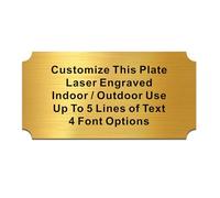 Engraved Plaques Personalised Memorial Plaques for Doors Urns Solid Metal Plate Engraved 2x4in Name Plate Name Label Plaque with Adhesive Backing (Gold, Design 1)