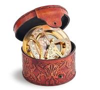 Engraved Pocket Compass with Leather Case - Inspirational Quote & Vintage Design Gift