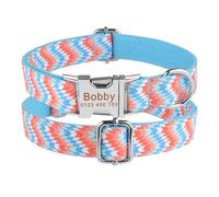 Engraved Printed Dog Collar Nylon Personalized Custom Name ID Tag Adjustable Collar(Black,XS 22-31cm)