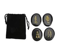 Engraved Reiki Symbols Stones Smoother Surfaces Meditation Ornament for Home Decoration Pack of 4 Energy Healing Crystal Gift
