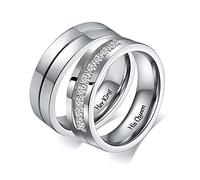 Engraved Rings for Couples, Her King His Queen Rings Size R 1/2 and T 1/2 Wedding Rings for Couples Set Stainless Steel