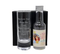 Engraved Shot Glass & Personalised Miniature Bottle of Alcohol Gift Set For Son & Daughter (Christmas Photo/Spiced Rum 35% vol)