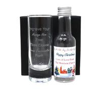 Engraved Shot Glass & Personalised Miniature Bottle of Alcohol Gift Set For Son & Daughter (Christmas Santa/Amaretto 28% vol)