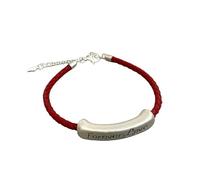 Engraved Silver Bar Bracelet For Women Forever Love Adjustable 925 Silver Couple Bangle Vintage Herringbone Leather Jewelry Gifts For Him Her Soulmate Red