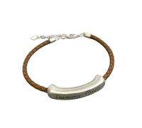 Engraved Silver Bar Bracelet For Women Forever Love Adjustable 925 Silver Couple Bangle Vintage Herringbone Leather Jewelry Gifts For Him Her Soulmate Brown