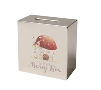 Engraved Silverplated Fairy Design Square Money Box, My First Money Box, Decorative Children's Bank