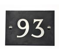 Engraved Slate House Number - Deep V-Cut, Natural Stone, Black Slate, Premium House Sign, Hand Engraved - Number 93