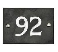 Engraved Slate House Number - Deep V-Cut, Natural Stone, Black Slate, Premium House Sign, Hand Engraved - Number 92