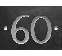 Engraved Slate House Number - Deep V-Cut, Natural Stone, Black Slate, Premium House Sign, Hand Engraved - Number 60
