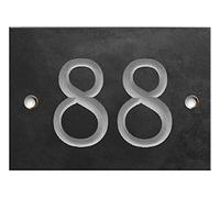 Engraved Slate House Number - Deep V-Cut, Natural Stone, Black Slate, Premium House Sign, Hand Engraved - Number 88