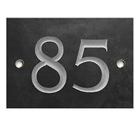 Engraved Slate House Number - Deep V-Cut, Natural Stone, Black Slate, Premium House Sign, Hand Engraved - Number 85