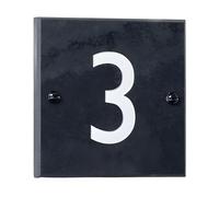 Engraved Slate House Sign | 10x10cm Grey House Number Plaques | Personalised Home and Door Number Plaques NOT PRINTED, Easy Install House Signs for Outside, HOUSE SIGNS DIRECT