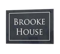 Engraved Slate House Sign | 30x20cm Grey House Number Plaques | Personalised Home and Door Number Plaques NOT PRINTED, Easy Install House Signs for Outside, HOUSE SIGNS DIRECT