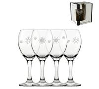 Engraved Snowflake Pattern Pure Wine Glasses, Set of Four 11oz/325ml Wine Glasses, Laser Engraved in The UK, Christmas, Gift for Her, Gift for Mum, Grandma, Auntie