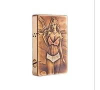 Engraved Solid Copper Lighter - Vintage Design Refillable Kerosene Lighter, Premium Gift for Men, Double Sided (Fuel Not Included)