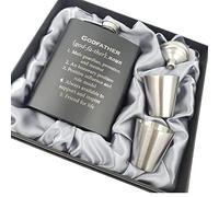 Engraved Stainless Steel Hip Flask, Unique Will You Be My Godfather Proposal Gift and Baptism Keepsake from Godchild (Definition)