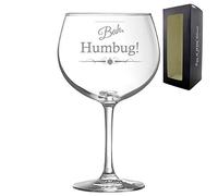 Engraved Stencil Novelty Christmas Juniper Glass "Bah, Humbug!" Christmas Gift, Gift Boxed