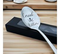 Engraved Tablespoon (18.5cm) - “Cereal Killer” - Laser Engraved Stainless Steel Spoon - Gift Box Included - Fun Gift for Cereal & Food Lovers - Available in Silver or Rainbow (Silver)