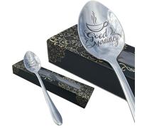 Engraved Teaspoon - Good Morning - 15cm Silver Stainless Steel - Luxury Gift Box - Elegant Tea & Coffee Spoon - Gift for Birthdays, Christmas, Mother’s Day, Anniversaries & Special Occasions