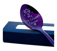 Engraved Teaspoon - “My Ice Cream Spoon” - 15cm Stainless Steel - Available in Silver, Blue, Rainbow or Purple - Fun Gift for Dessert Lovers - Luxury Gift Box Included - Ice Cream Spoon (Purple)