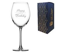 Engraved Uncle Birthday Gift, Enoteca Red Wine Glass, Holds 19oz, 560ml, Gift Boxed, Happy Birthday Script Design, Gift for Uncle, Gift for Grandad, Laser Engraved in The UK