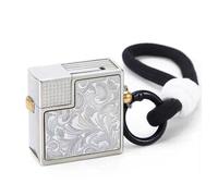 Engraved Vintage Brass Lighter - Windproof Soft Flame Classic Side Wheel Flint Ignition for Camping and Gifts