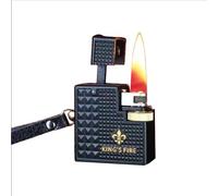 Engraved Vintage Brass Lighter - Windproof Soft Flame Classic Side Wheel Flint Ignition for Camping and Gifts