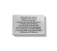 Engraved Wallet Card Inserts for Husband Wife Boyfriend Girlfriend I Walked Into Love With You,Anniversary Birthday Card Gifts for Him Her Sentimental Keepsake Metal Wallet Card Gift for Men Women