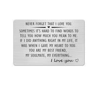 Engraved Wallet Insert Card,I Love You Gifts for Him, Never Forget That I Love You Engraved Wallet Insert Card,Anniversary Valentines Gifts Birthday Insert Cards for Boyfriend Husband Girlfriend Wife